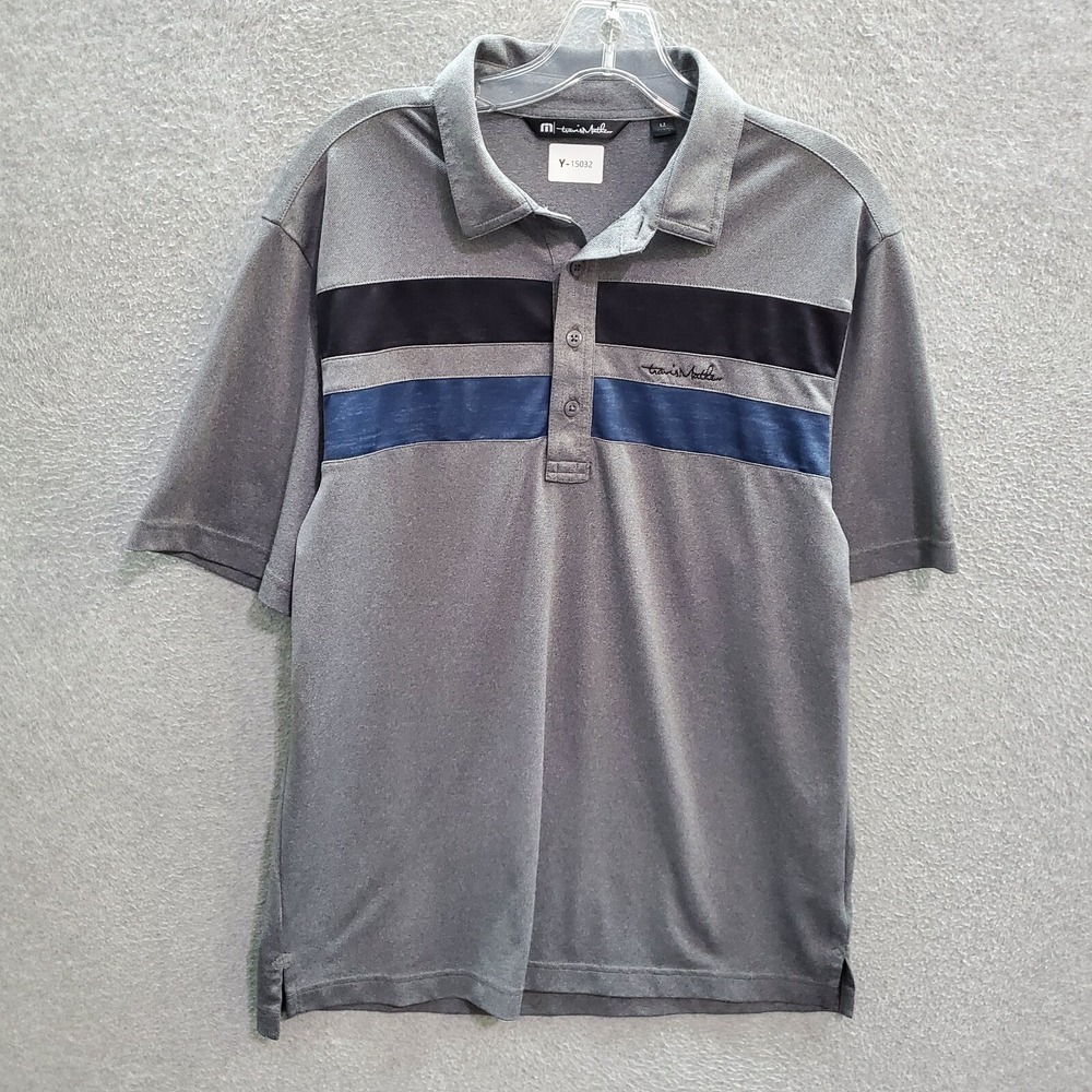 Travis Mathew Men Polo Shirt Medium Gray Short Sleeve Collar Golf